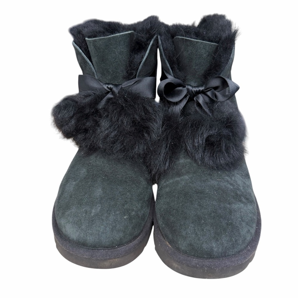 UGG Australia Bailey Bow Pom Sheepskin Boots – Black, Size 7‎ Women